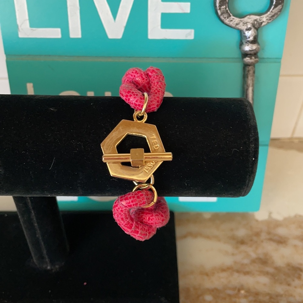 Vintage Ted Rossi Twisted Hot Pink Python Link Br… - image 5